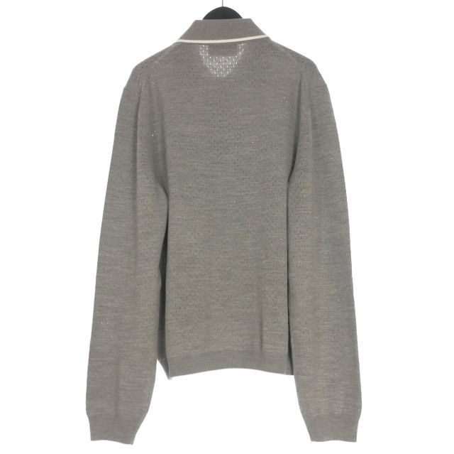 グッチ GUCCI 23 AW ウール ニット ポロシャツ 長袖 Lグレー 824573