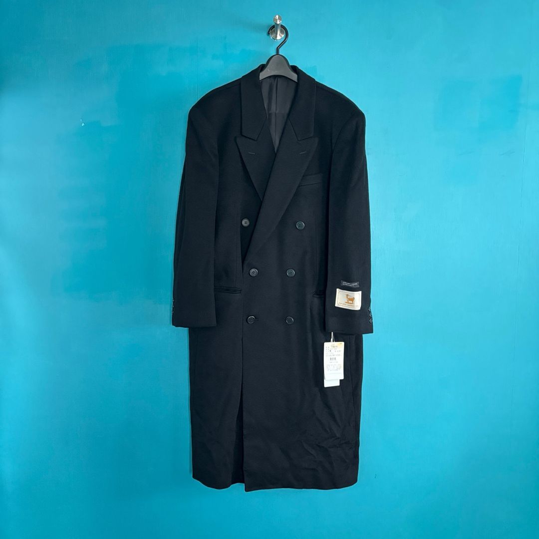 【新品未使用品】 カシミヤ100%　ダブルロングコート　ブラック　イタリア製生地 未使用 カシミヤ100% marianti ダブル ロングコート 黒 M 日本製 高級