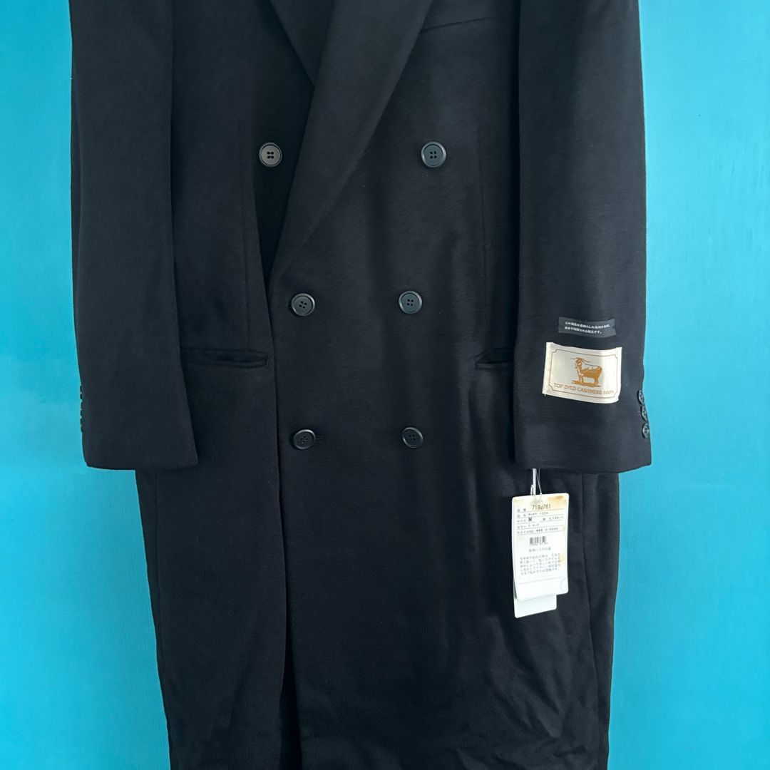 未使用 カシミヤ100% marianti ダブル ロングコート 黒 M 日本製 高級