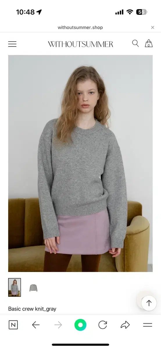 WITHOUTSUMMER ベーシック クルーネック グレー