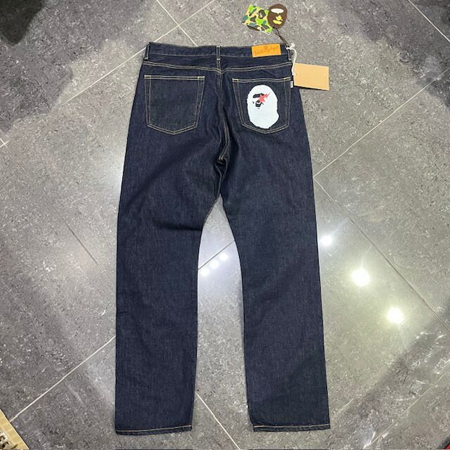 A BATHING APE STA APE HEAD REGULAR FIT DENIM PANT SIZE-L ア