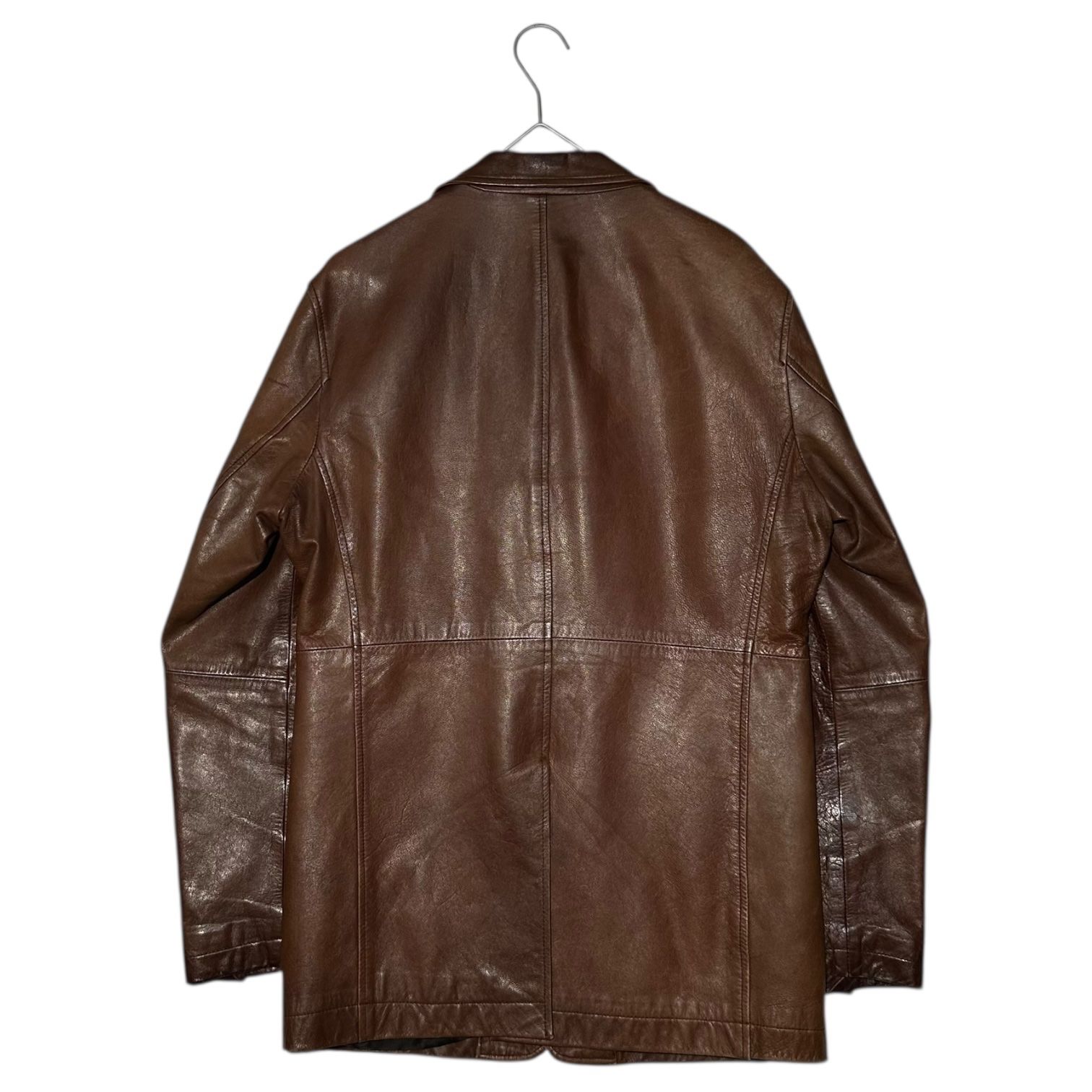 人気◆ティノラス ラムレザー ジャケット テーラード 2B 茶色 L 人気◇ティノラス ラムレザー ジャケット テーラード 2B 茶色 L