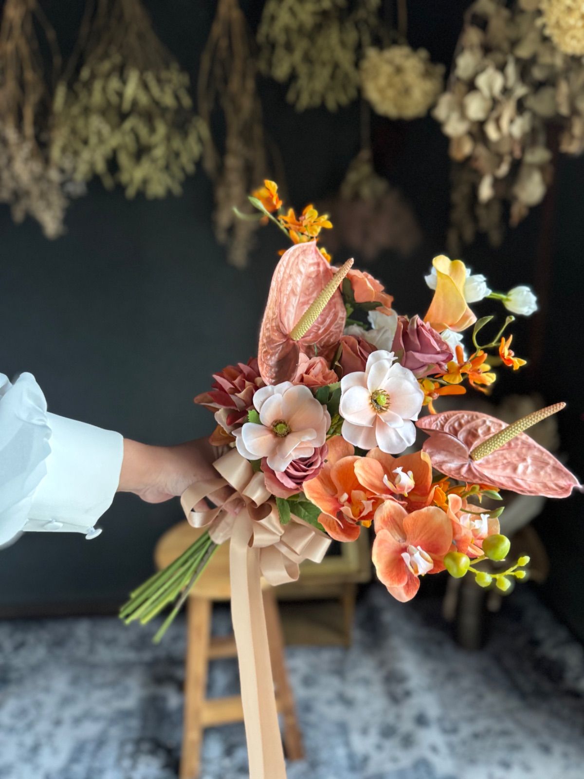 テラコッタ×サーモンピンククラッチブーケ☆ブートニア ショップ