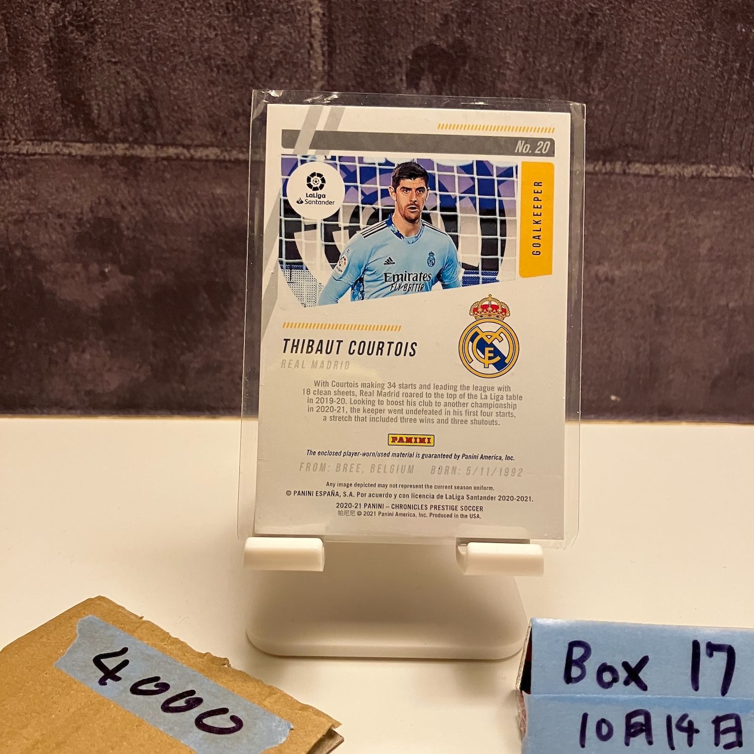2020-2021 Panini Chronicles Prestige Thibaut Courtois REAL MADRID