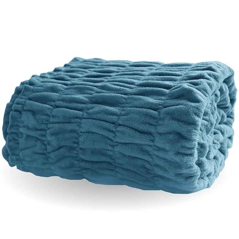 商品 発熱コットン ふかふかケット 吸湿発熱 毛布 ブランケット 綿100％ 綿毛布 ブルー