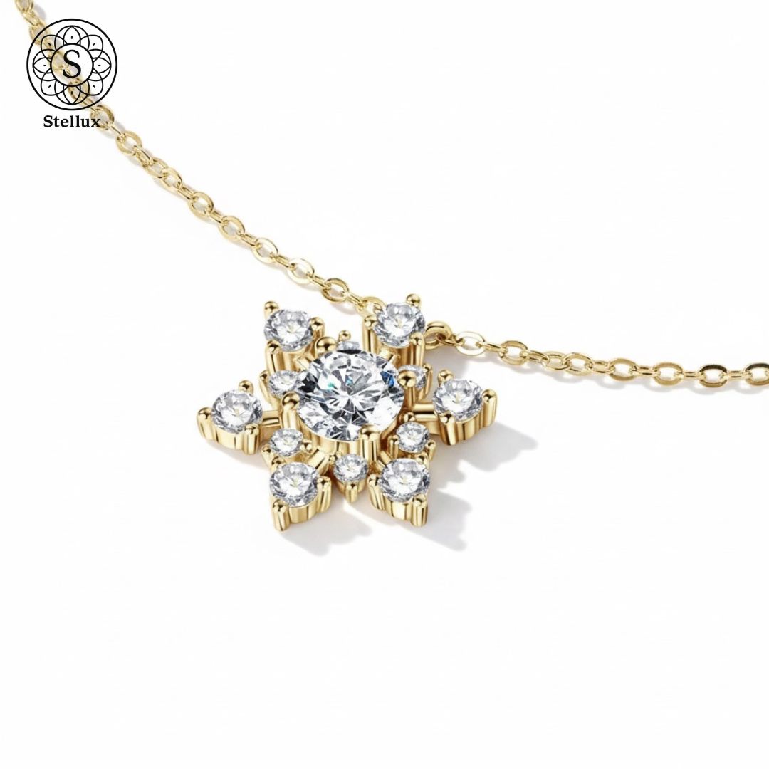 雪の結晶の上品な輝き】モアサナイト×S925ネックレス｜GRA鑑定書付き