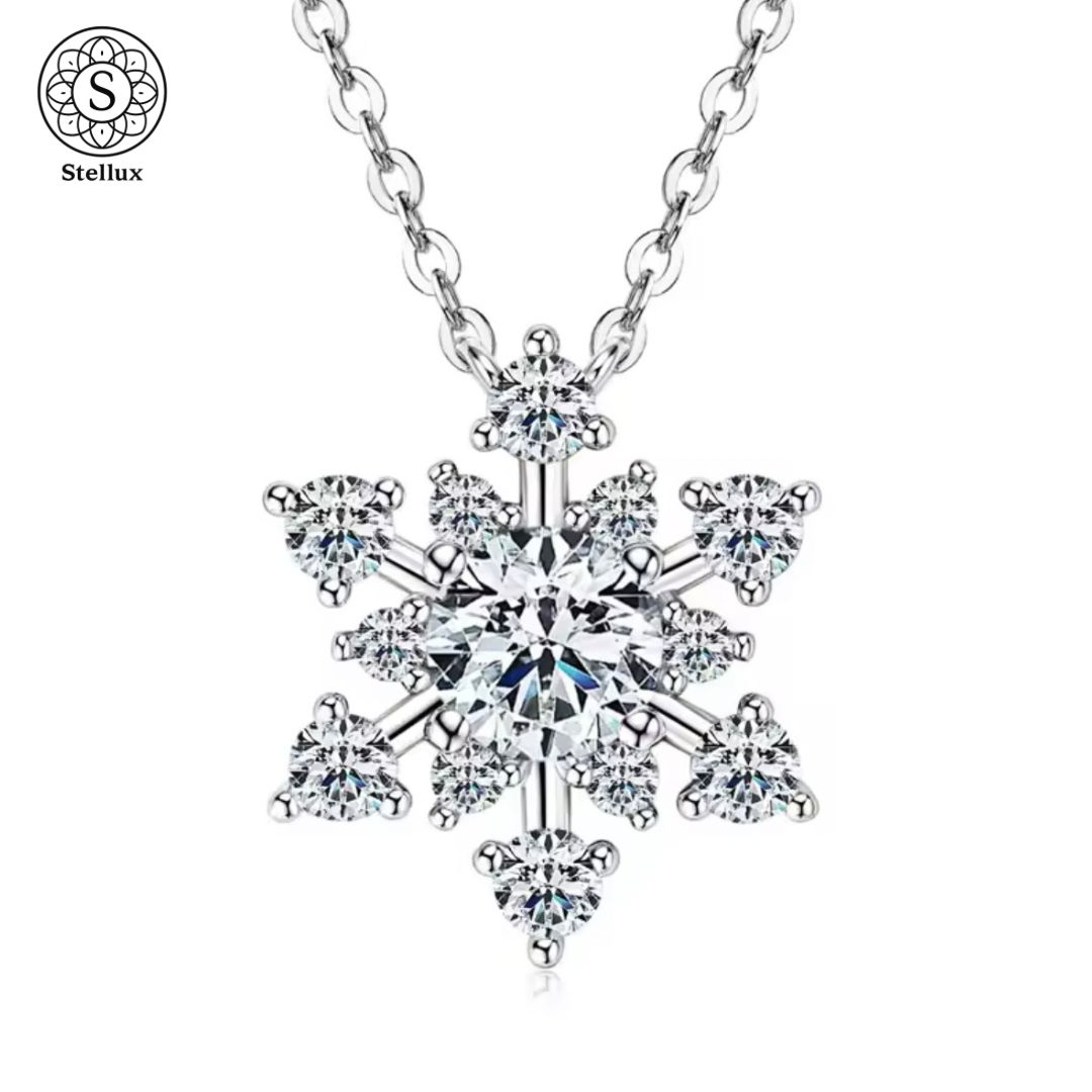 雪の結晶の上品な輝き】モアサナイト×S925ネックレス｜GRA鑑定書付き