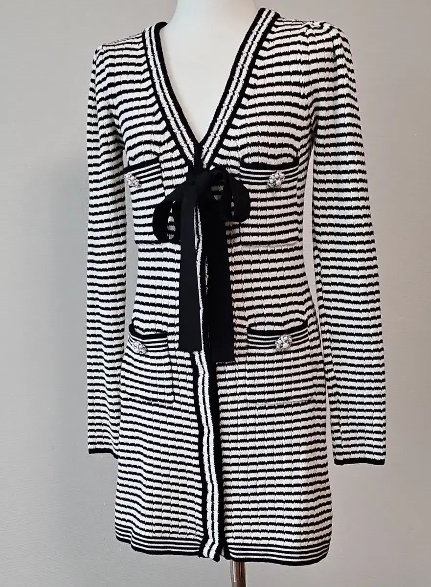 Self Portrait ストライプ ニット カーディガン M