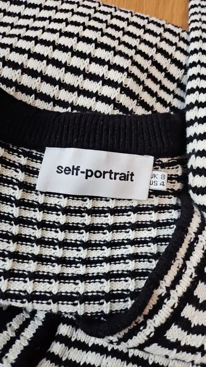  Self Portrait ストライプ ニット カーディガン M 長袖 七分袖 ひざ丈ワンピース