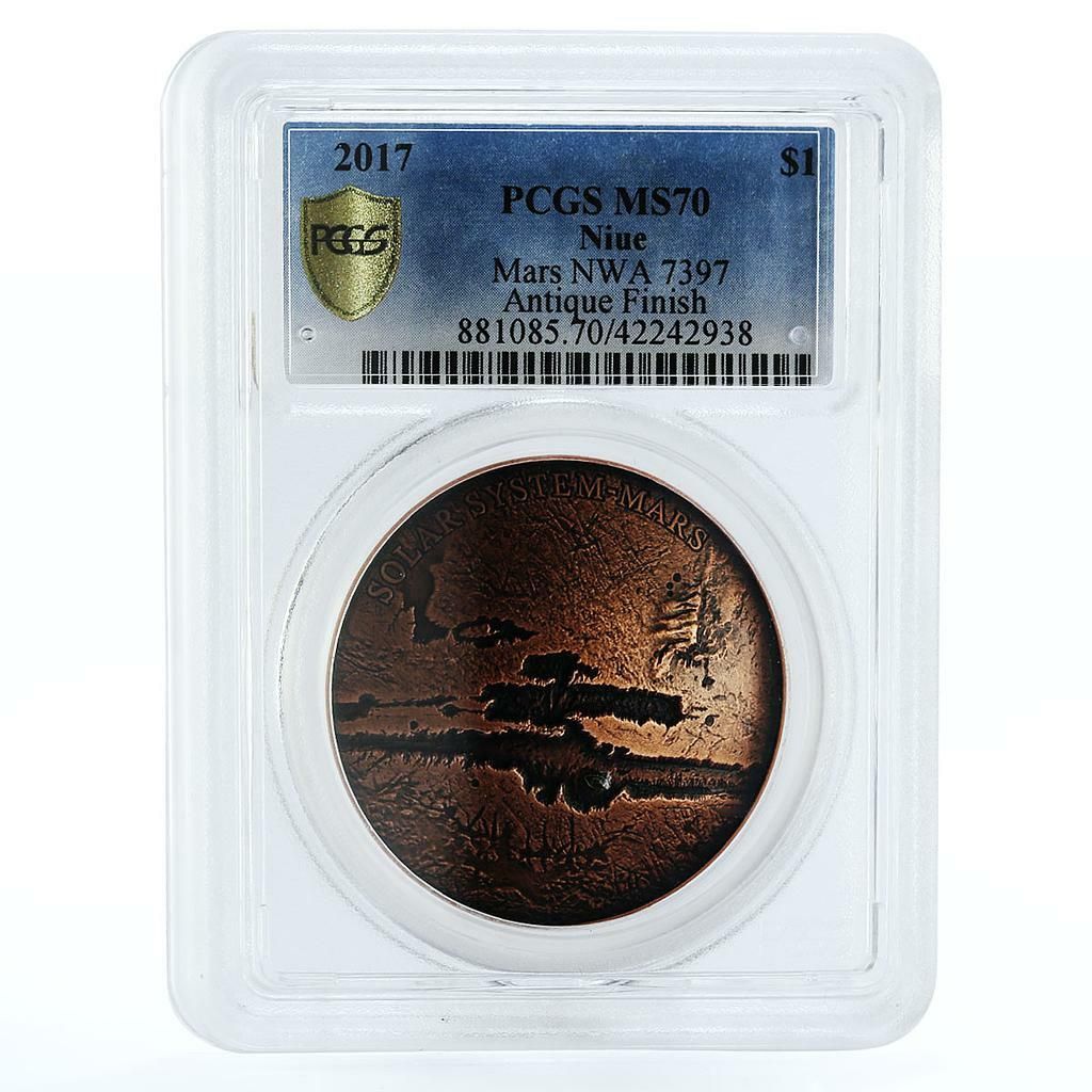 ニウエ 1ドル スペースシリーズ 火星 NWA 7379 隕石 MS 70 PCGS 銀貨 2017年