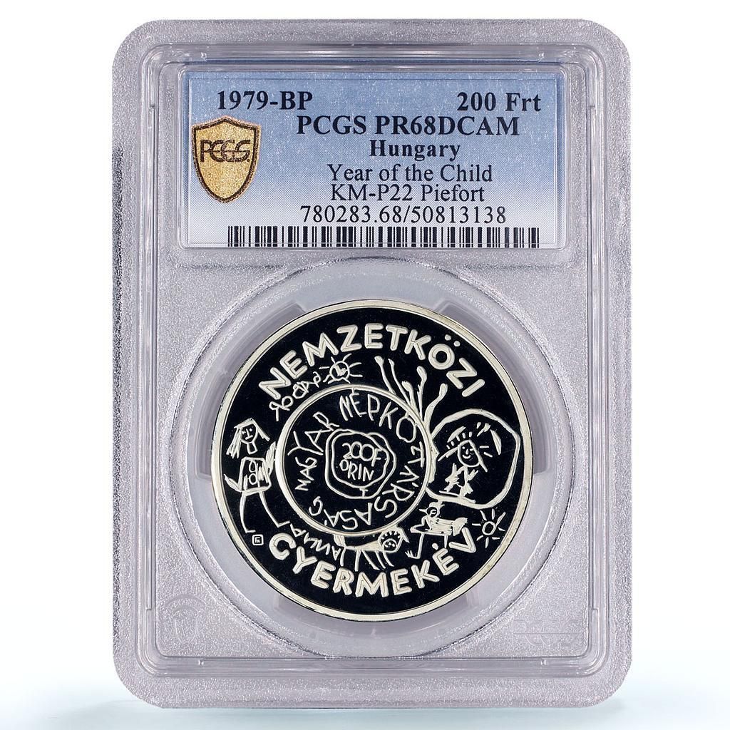 ハンガリー 200 HUF ユニセフ セーブ ザ チルドレン チャイルド イヤー ピエト PR 68 PCGS コイン 1979