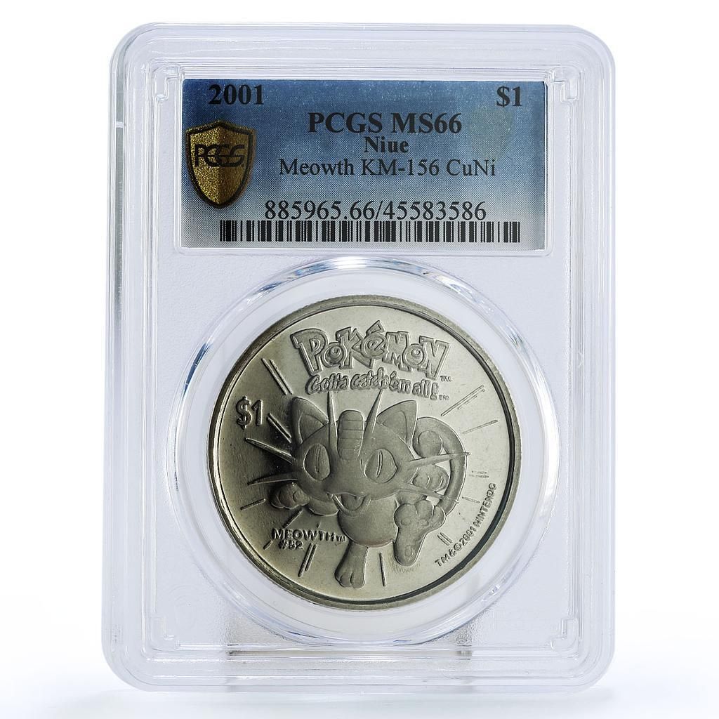 ニウエ 1ドル ポケモン ニャース MS 66 PCGS 銅ニッケル貨幣 2001年