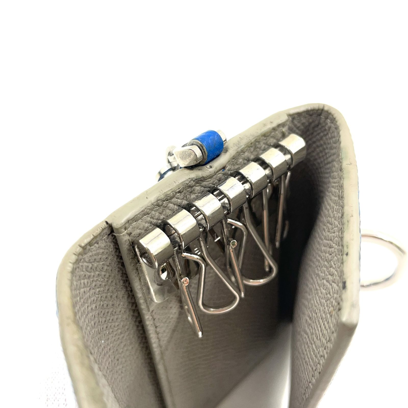 BVLGARI クリップ レザー ブルー キーケース シルバー - メルカリ