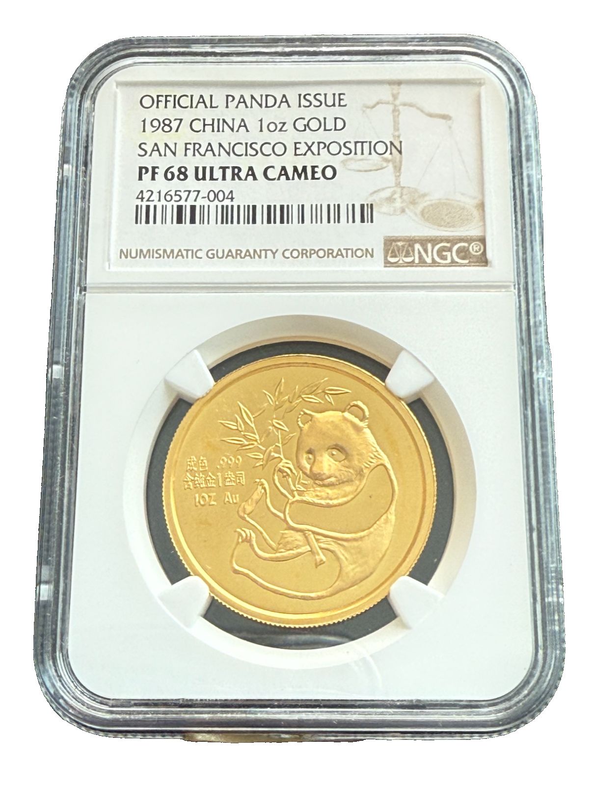 中国 1987年 金貨 1オンス NGC PF68UC パンダ サンフランシスコ博覧会