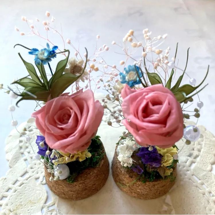 プリザードフラワー ガラス 仏花 お供え 1対セット No 21･ ｡