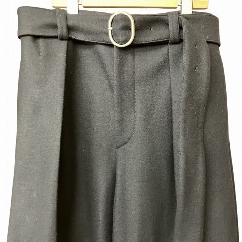 ジルサンダー JIL SANDER ベルト付き ウール ワイド パンツ 紺