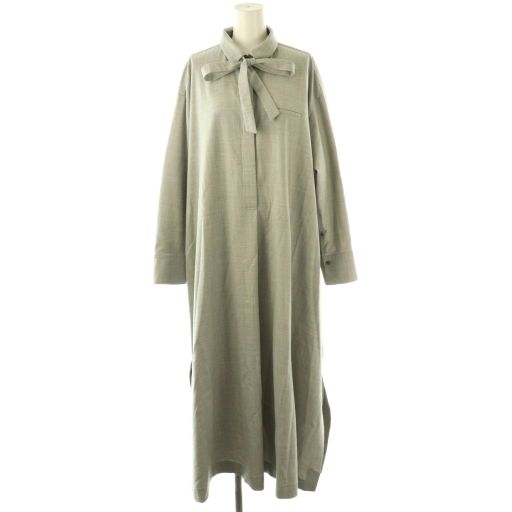 ebure ミルドビスウール シャツ ワンピース ¥67,100 リボン紛失 エブール ebure 25SS ミルドビスウール ワンピース 長袖 ロング 38