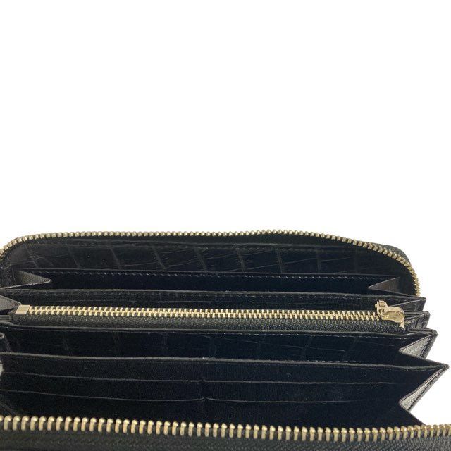 未使用 ノンブランド クロコダイル 財布 センター取り レザー マット