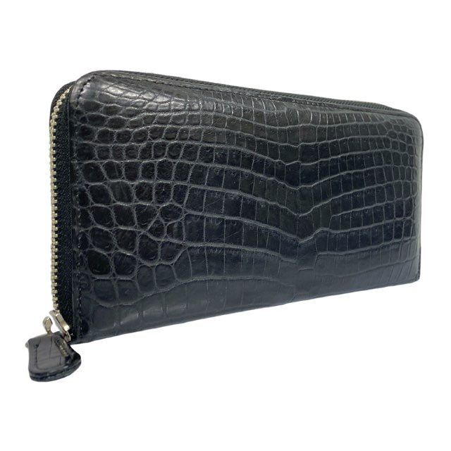 未使用 ノンブランド クロコダイル 財布 センター取り レザー マット