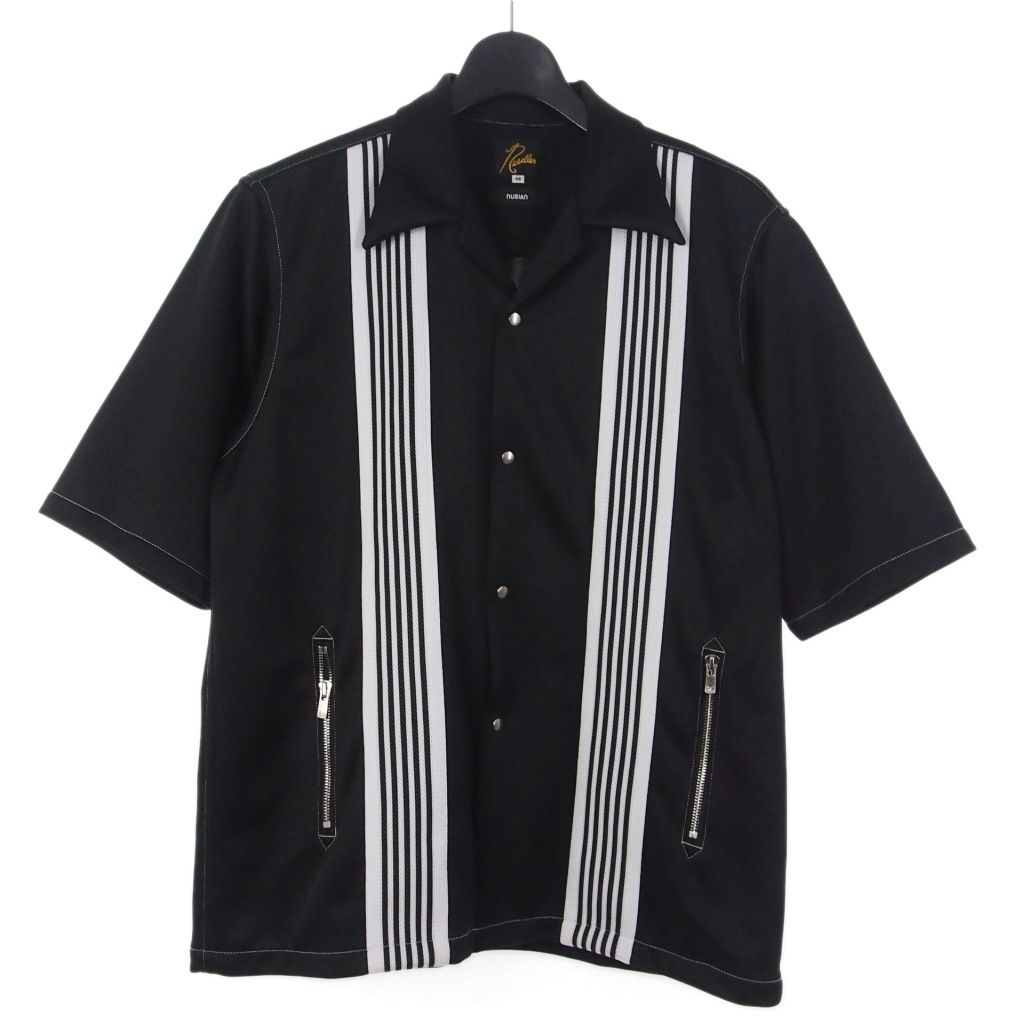 【Needles × Nubian】ブラック 半袖シャツ ストライプ ニードルス ニードルズ Needles NUBIAN別注 オープンカラーシャツ 半袖