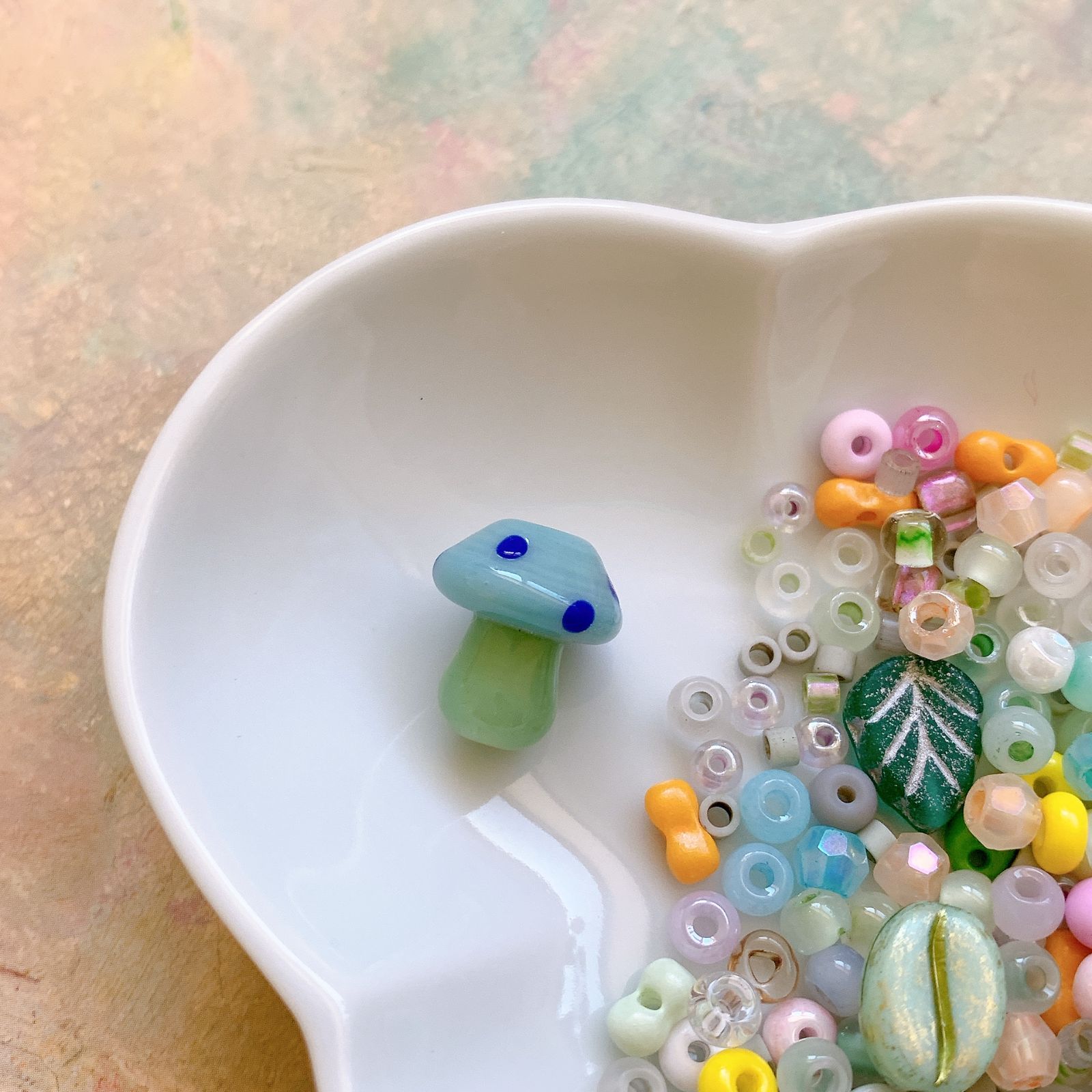 1点のみ） NOL02 キノコとんぼ玉 ガラスビーズ ハンドメイド手芸素材