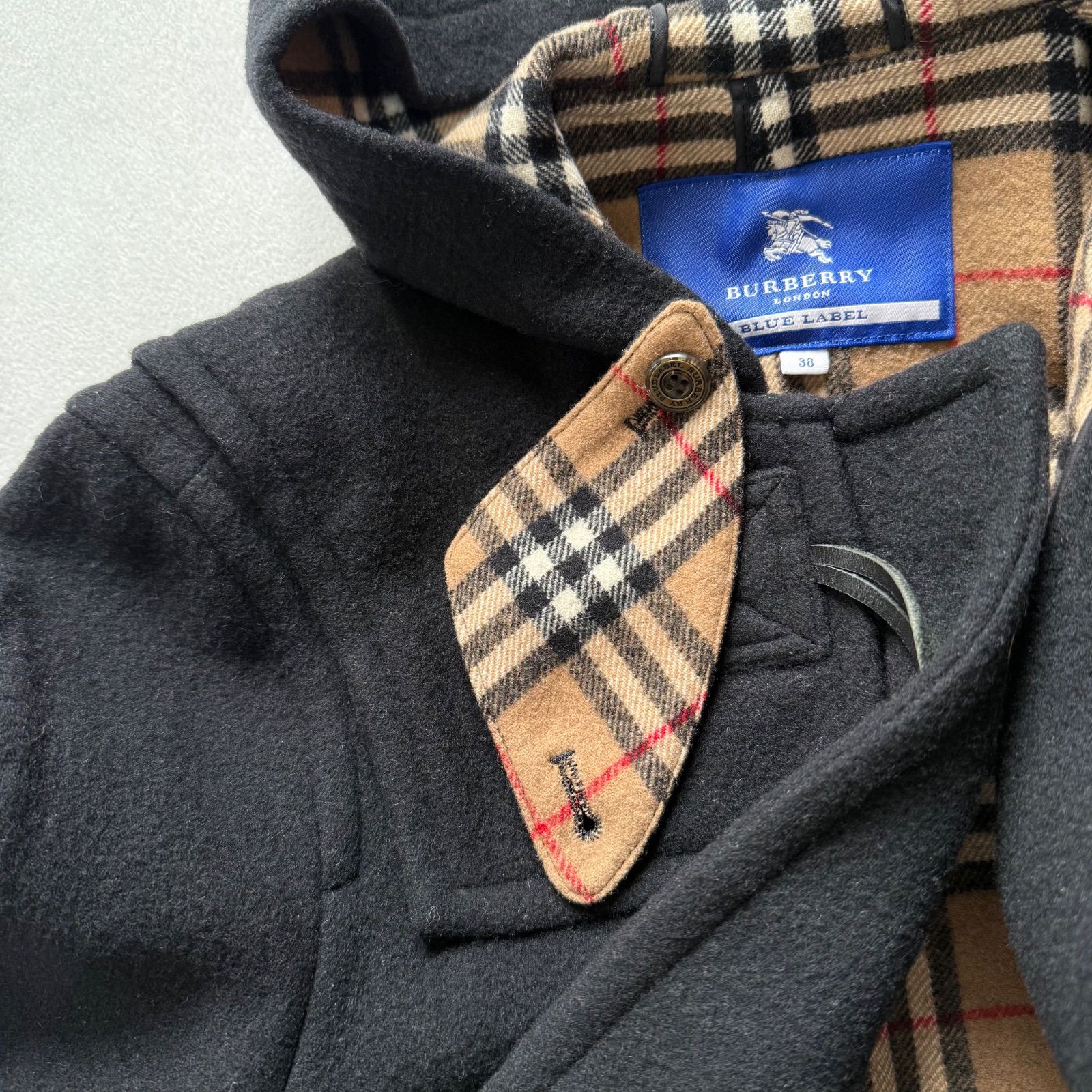 【極美品】バーバリーブルーレーベル ダッフルコート M ノヴァチェック ロング丈 極美品】バーバリーブルーレーベル ダッフルコート M ノヴァチェック