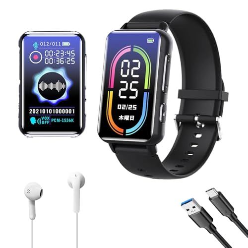 ボイスレコーダー 16 GB大容量＆36 H録音 ボイスレコーダー腕時計型 録音 3072 kbps対応 mp 3プレイヤー 音声メモ 音楽再生 日本語対応 学習 会議 ビジネス向け 一年間ほしょう