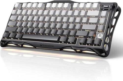 GravaStar Mercury K 1 ゲーミングキーボード 無線 ワイヤレス 75 配列 テンキーレス ホットスワップ Bluetooth接続 ガスケット搭載 RGBライト 文字側の刻印スタイル 高耐久アルミ製筐体 8000 mAhバッ