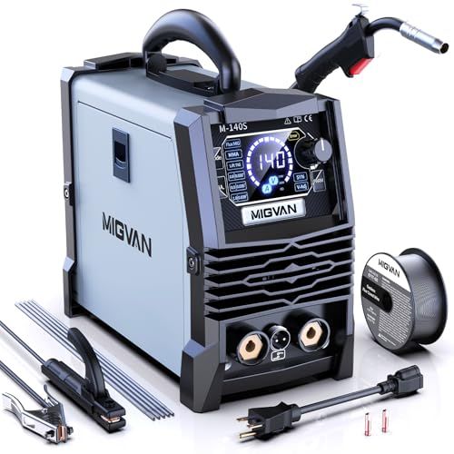 溶接機 100 v 200 v兼用 ノンガス半自動 140 A 使用率60％ 1台3役 家庭用 半自動溶接機 板厚8 mmまで ノンガスMIG アーク手棒 Lift TIG 溶接 DIYの溶接 向け インバーター搭載 安定アーク 電流 電圧調整 小型軽