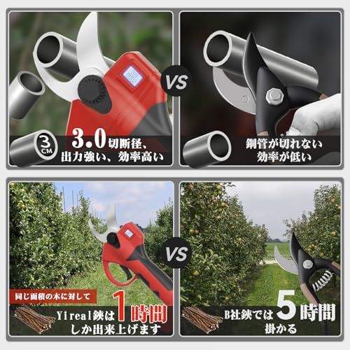 mmのコードレス充電式剪定バサミ