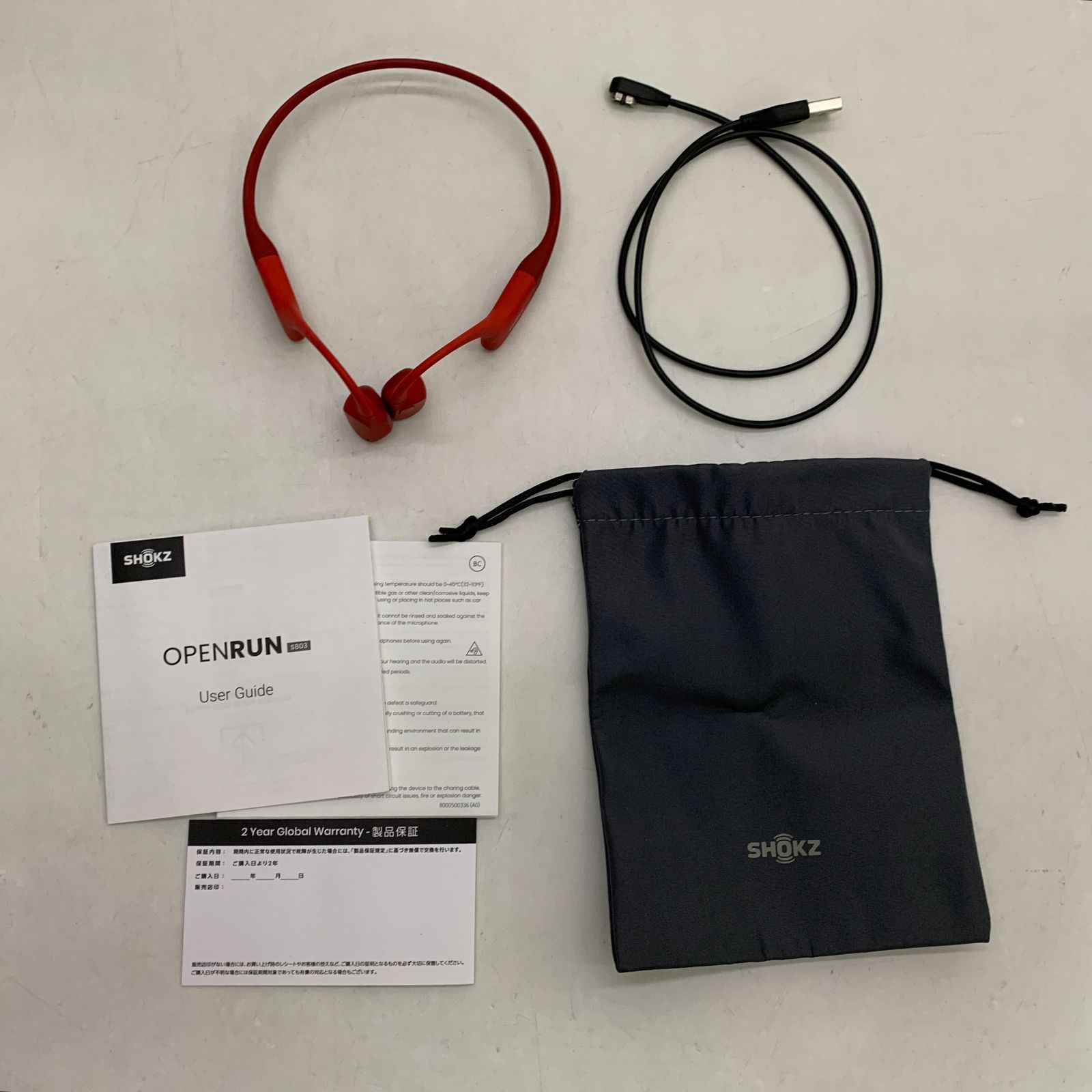 SHOKZ 骨伝導イヤホン レッド Shokz（ショックス） (在庫限り)Shokz OpenRun Red ワイヤレスイヤホン