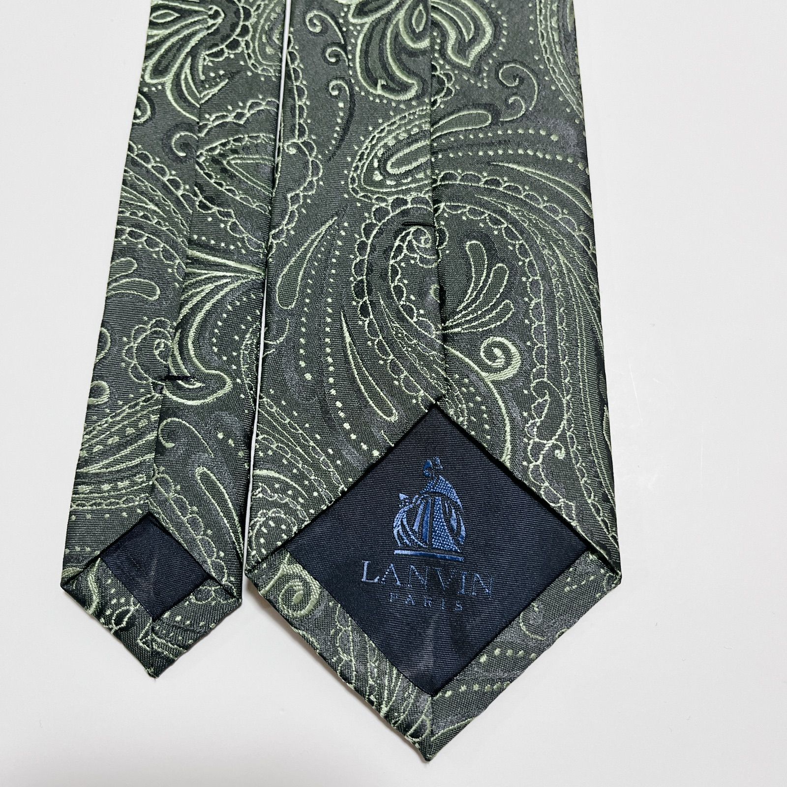 美品 ランバン ネクタイ ハイブランド ペイズリー柄 光沢 ジャガード