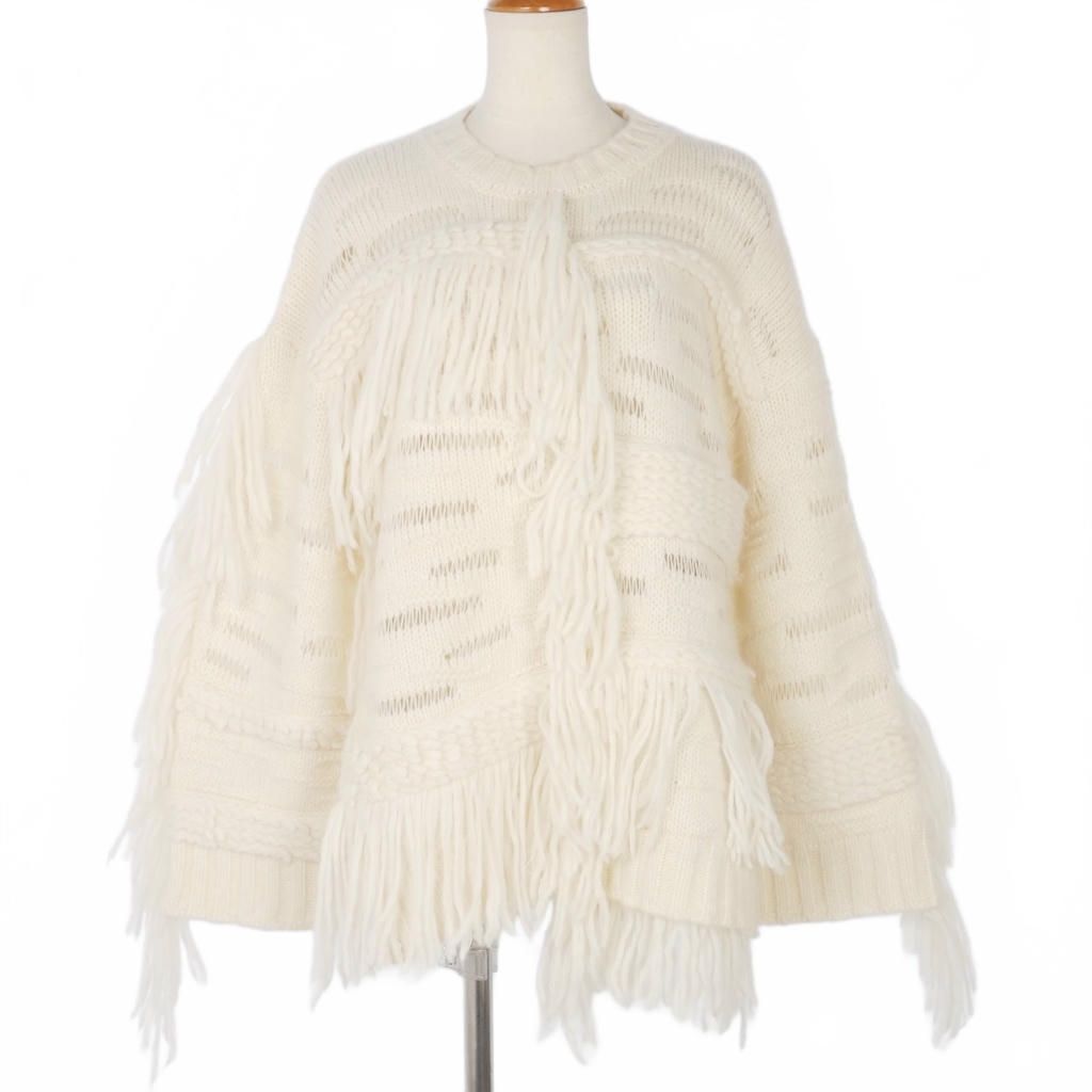 ステラマッカートニー フリンジニット セーター 白×黒 36 ステラマッカートニー STELLA McCARTNEY 2022 フリンジニット セーター