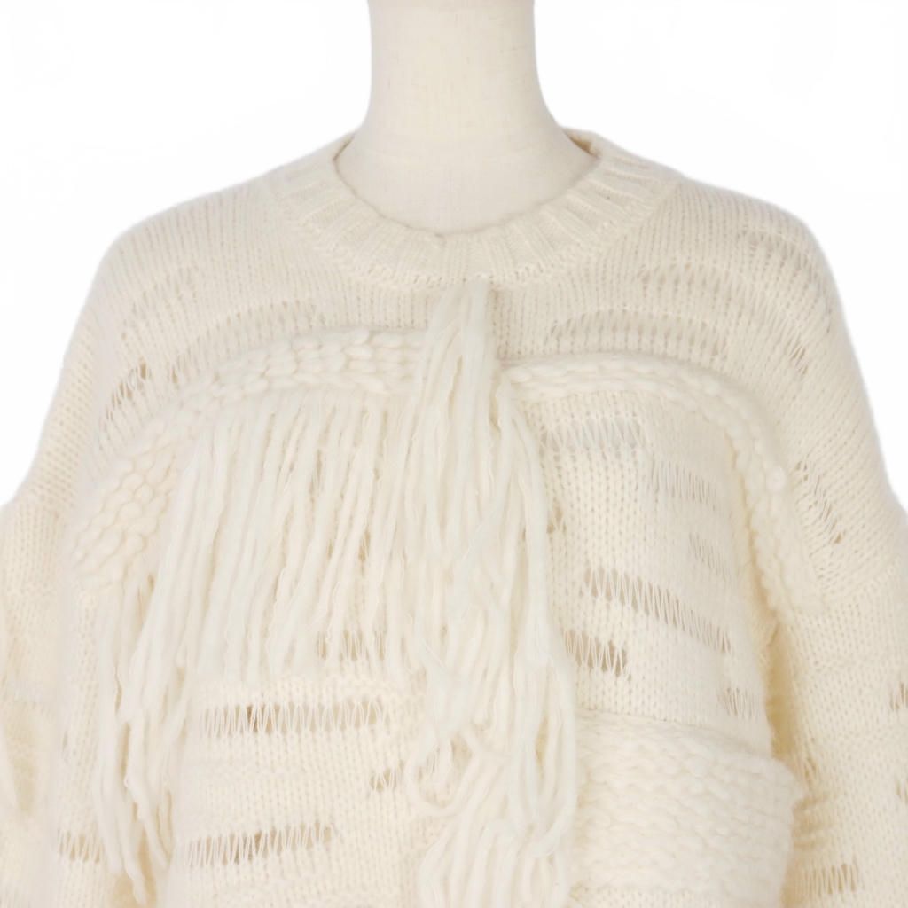 ステラマッカートニー フリンジニット セーター 白×黒 36 ステラマッカートニー STELLA McCARTNEY 2022 フリンジニット セーター