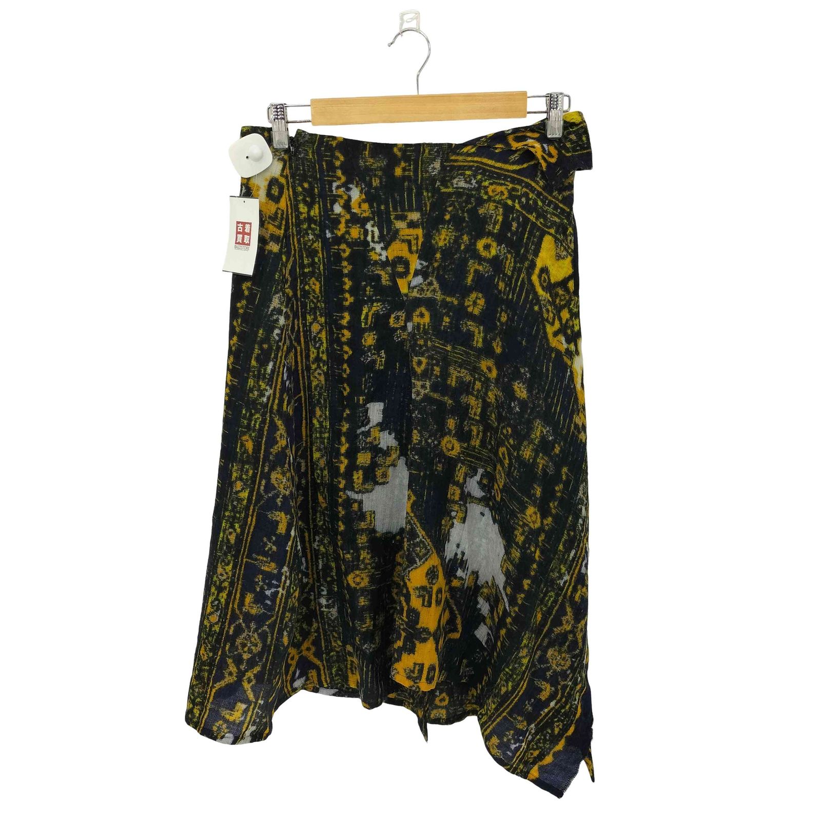 ワイズ Ys 総柄デザイン アシンメトリー ウール フ スカート レディース JPN 2
