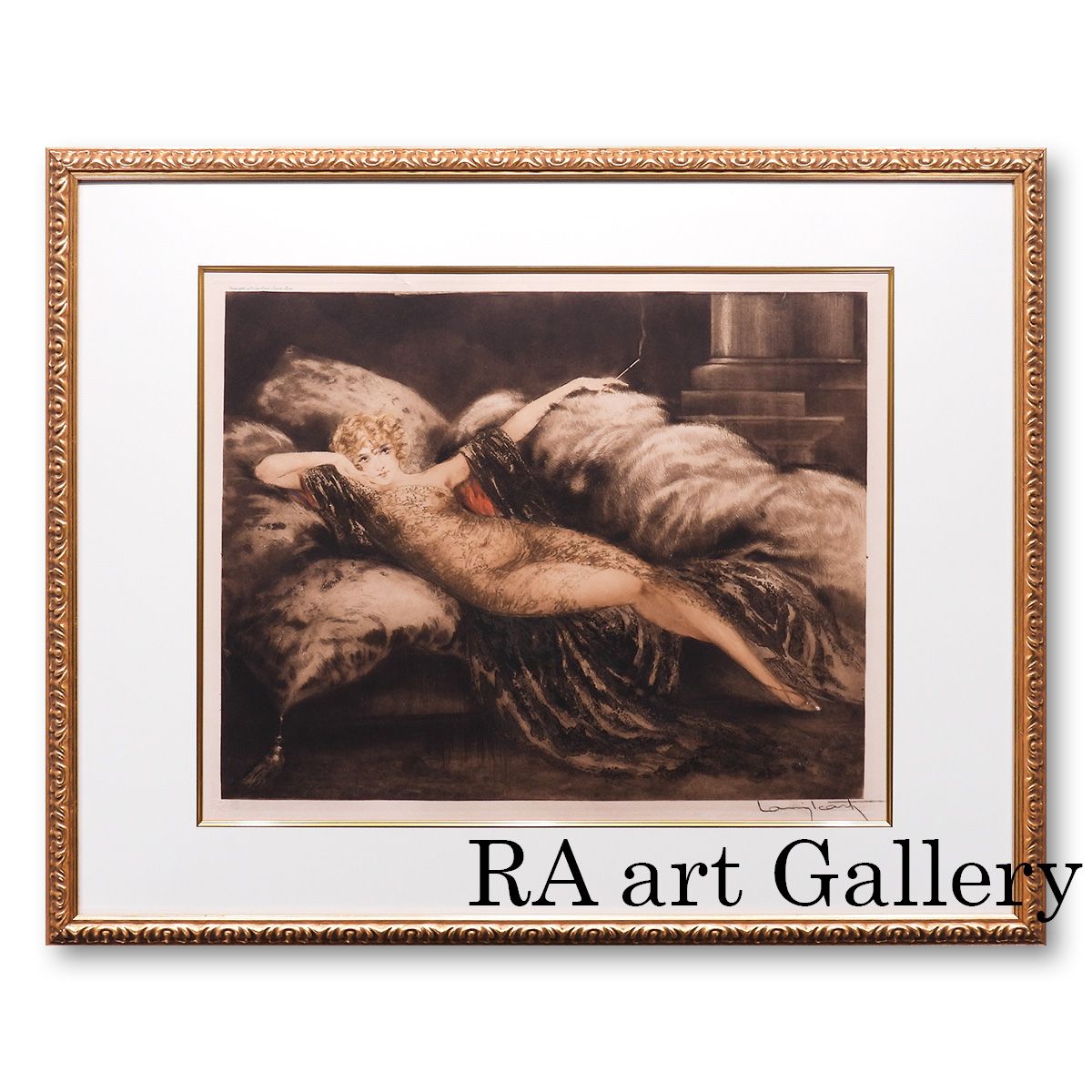 ルイ イカール 瞑想 人物画 女性像 美人画 煙草 エロス 裸婦 作家直筆サイン 11日まで展示 アート 版画 絵画 げ交渉