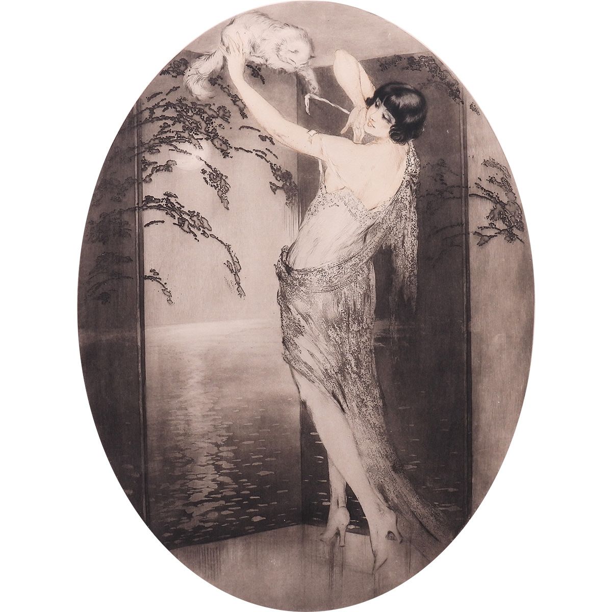 ルイ・イカール 化粧 人物画 女性像 美人画 猫 ジャポニズム 屏風 1月