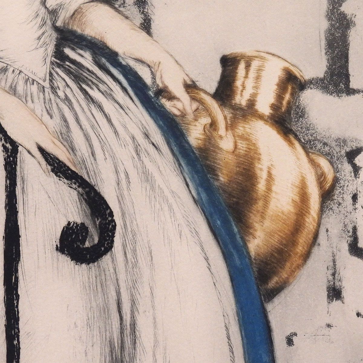 ルイ・イカール ミルクメイド 人物画 女性像 黒猫 美人画 動物画 階段