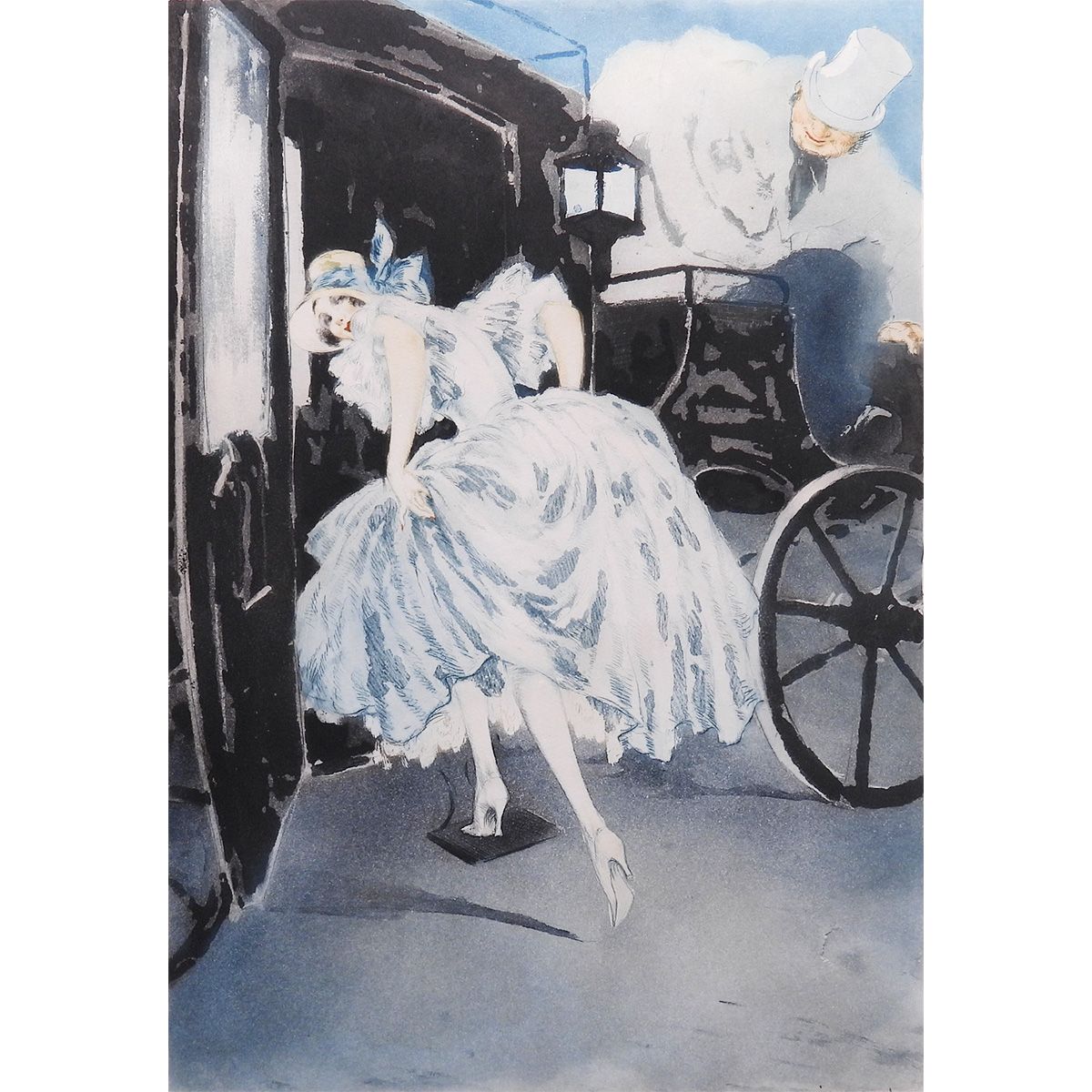 ルイ イカール ご出発 人物画 女性像 美人画 馬車 アート インテリア 作家直筆サイン 11日まで展示 版画 絵画 げ交渉