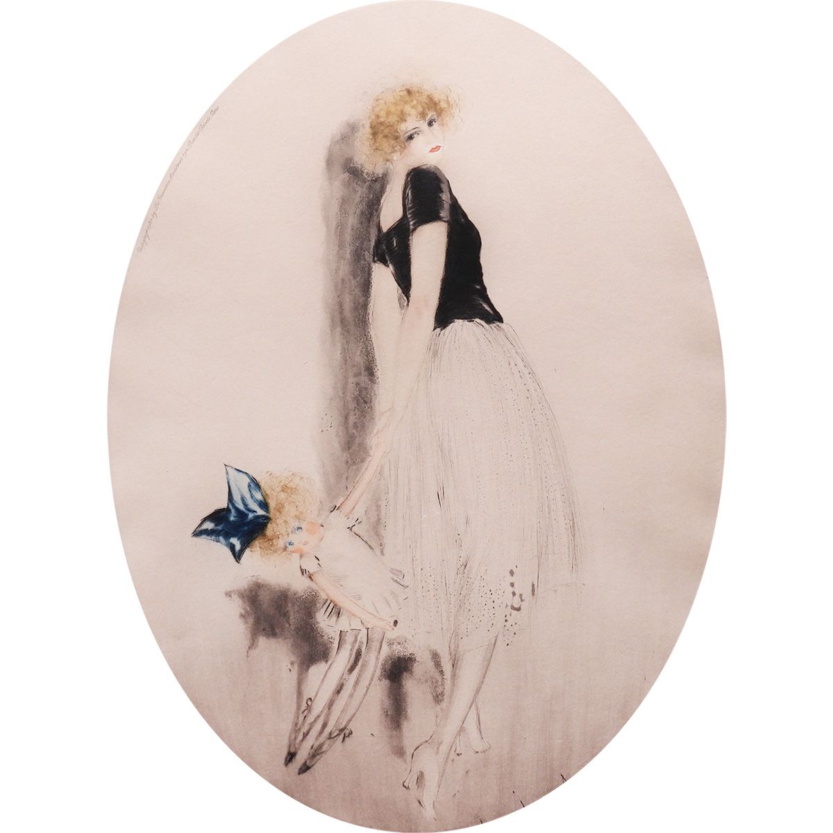 ルイ イカール お人形 人物画 女性像 美人画 11日まで展示 作家直筆サイン アート インテリア 版画 絵画 げ交渉