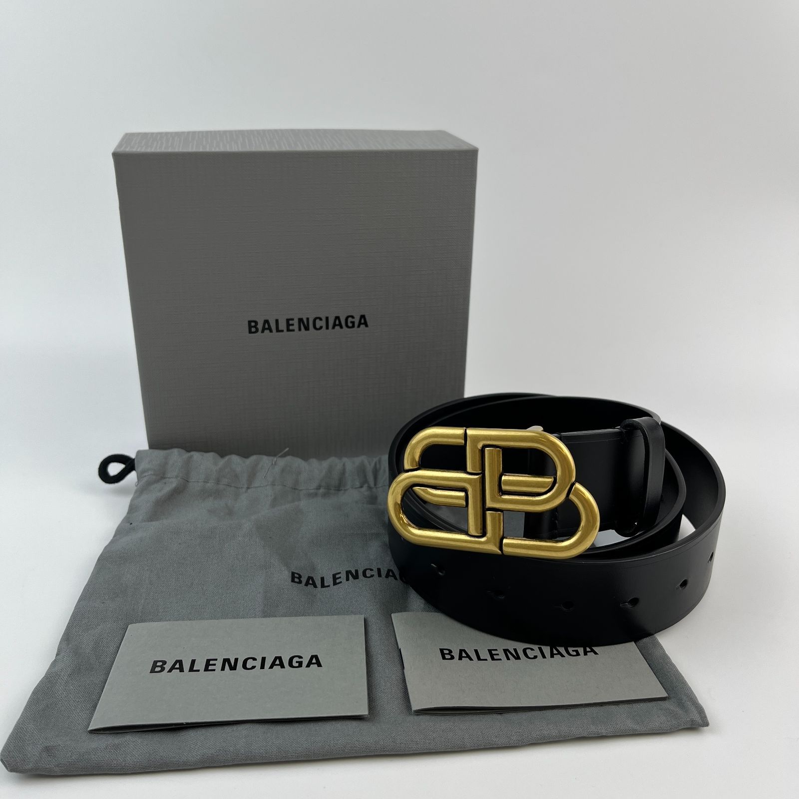中古】BALENCIAGA バレンシアガ ベルト ブラック レザー ヴィンテージ