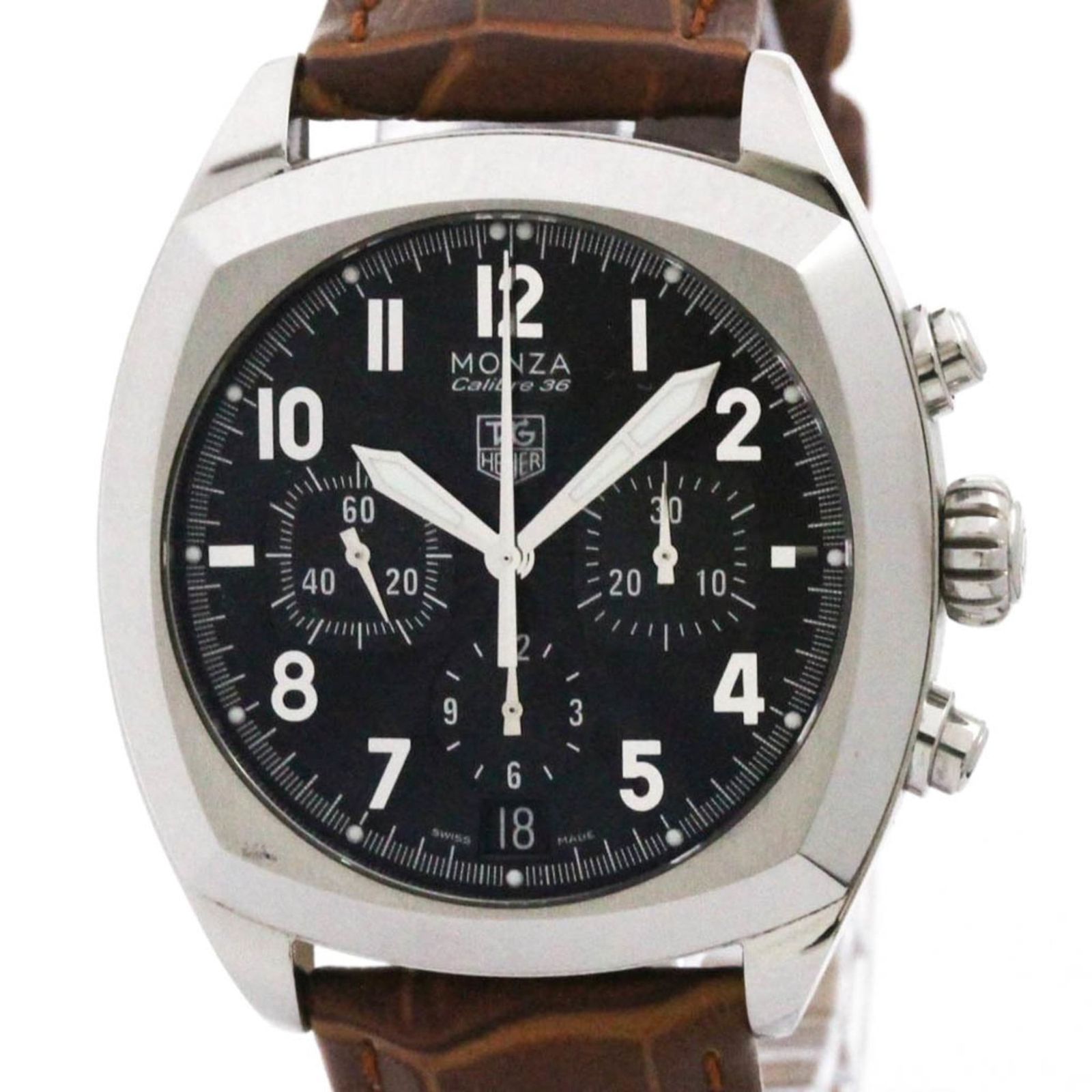 タグホイヤー TAG HEUER モンツァ キャリバー36 ステンレススチール レザー 自動巻き メンズ 時計 CR 5110 外装仕上げ済み