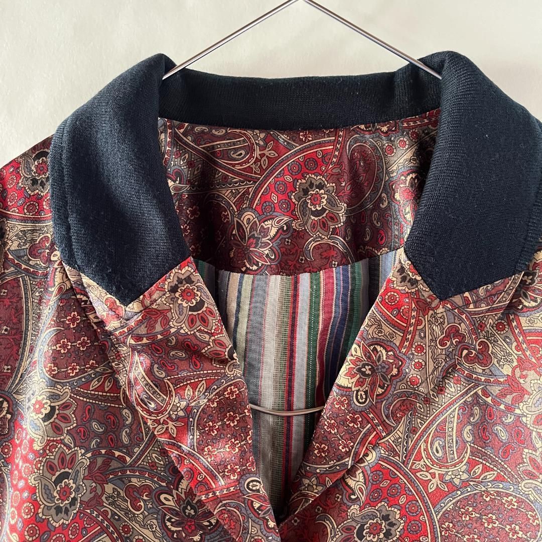 old デザインジャケット ブルゾン 総柄 ペイズリー 個性的 レトロ 切替