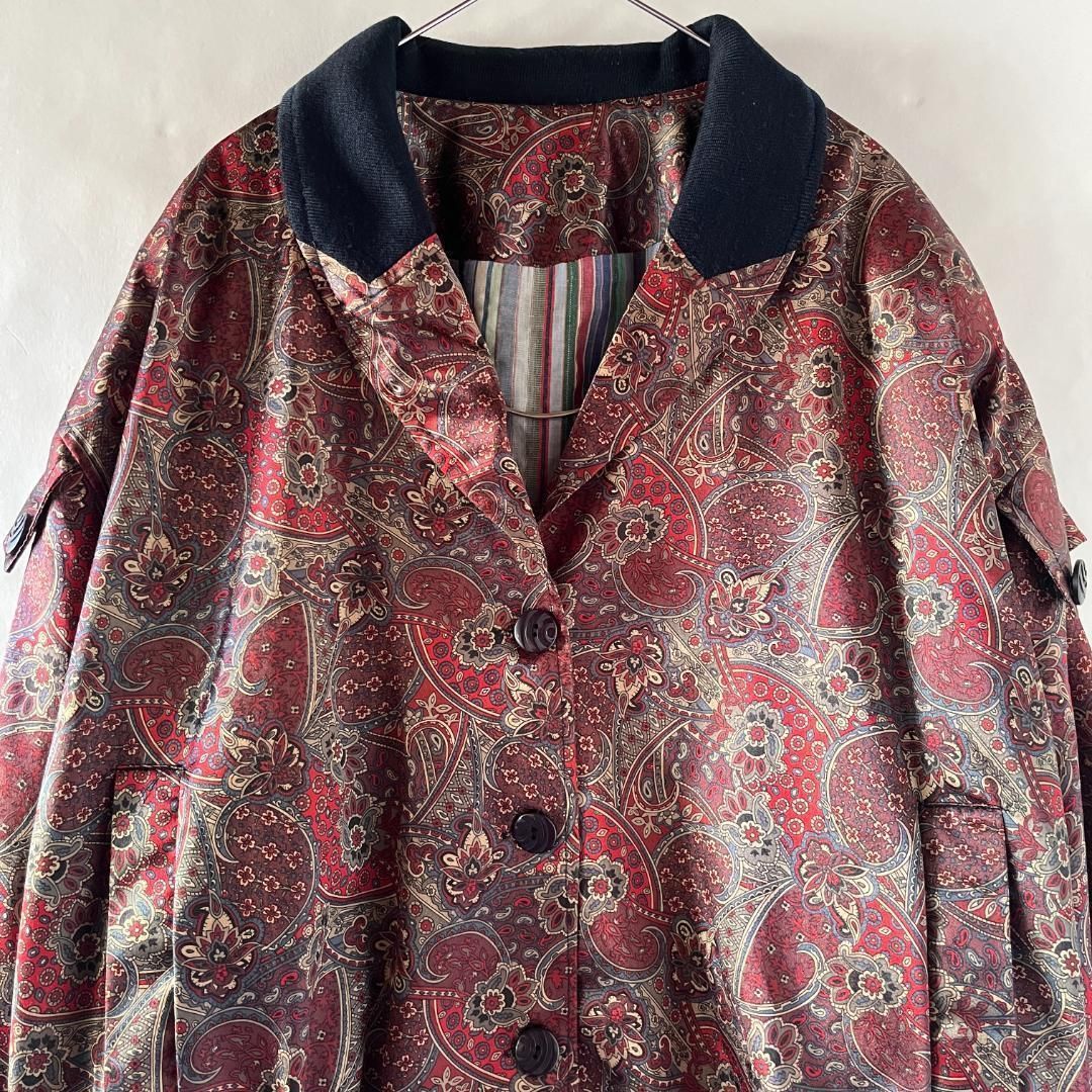 old デザインジャケット ブルゾン 総柄 ペイズリー 個性的 レトロ 切替