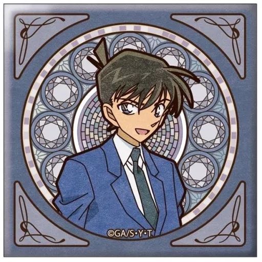 中古】バッジ・ピンズ 工藤新一 アールヌーボーシリーズ スクエア缶