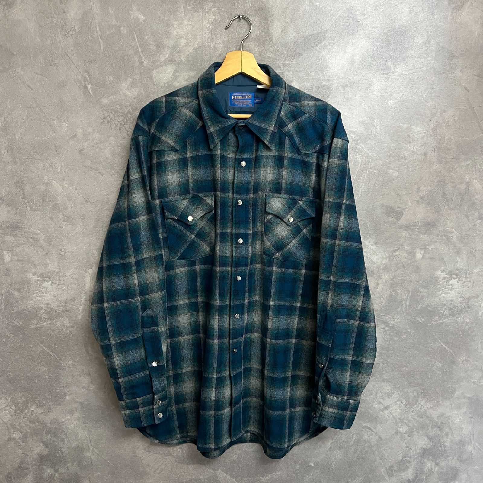 90s USA製 PENDLETON オンブレチェックウエスタンシャツ ネルシャツ