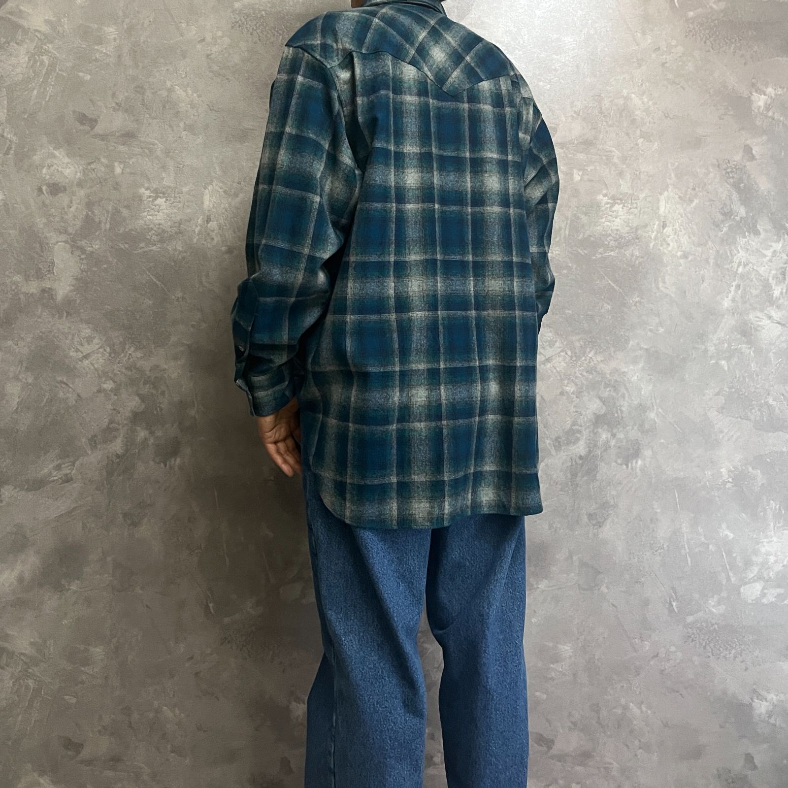 90s USA製 PENDLETON オンブレチェックウエスタンシャツ ネルシャツ