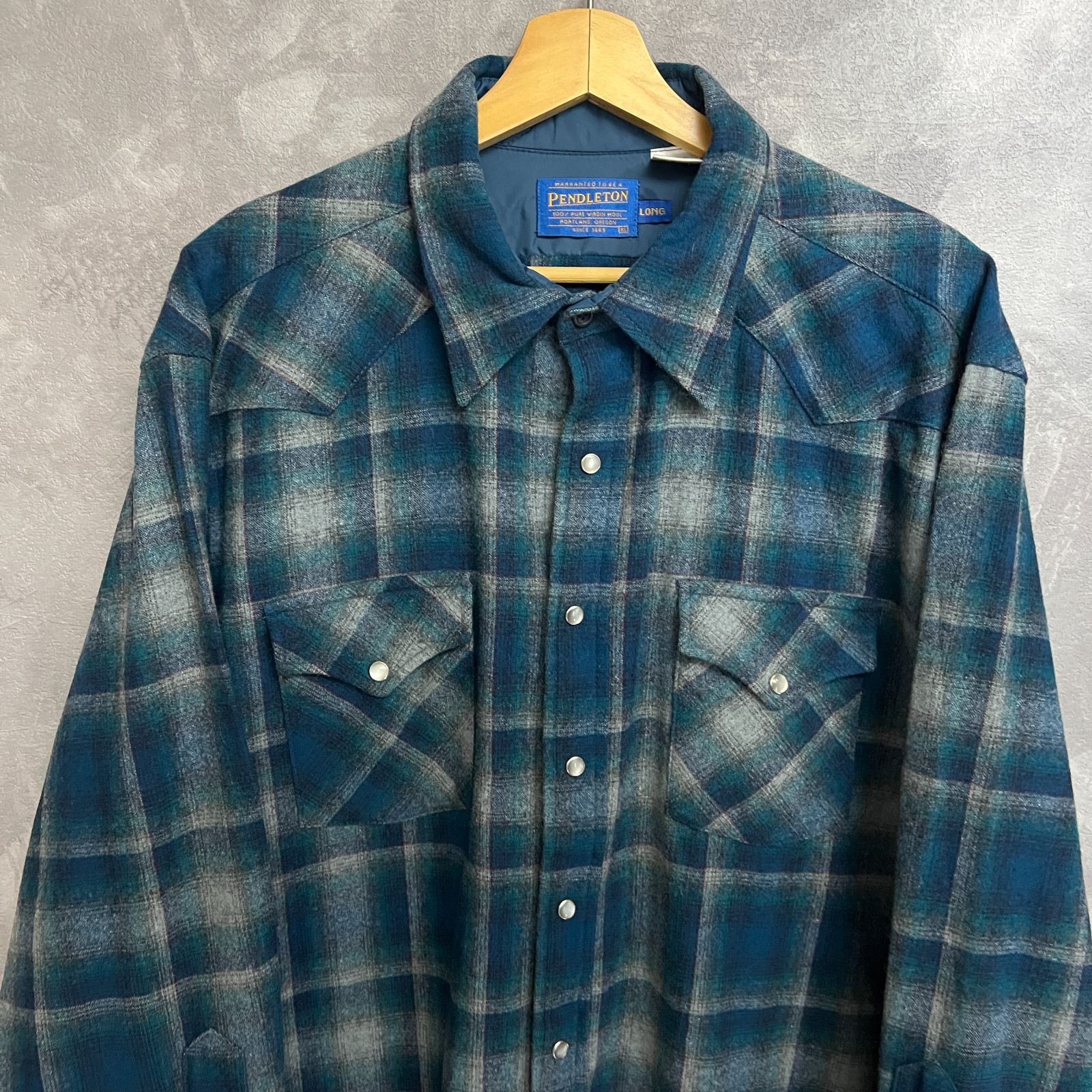 90s USA製 PENDLETON オンブレチェックウエスタンシャツ ネルシャツ