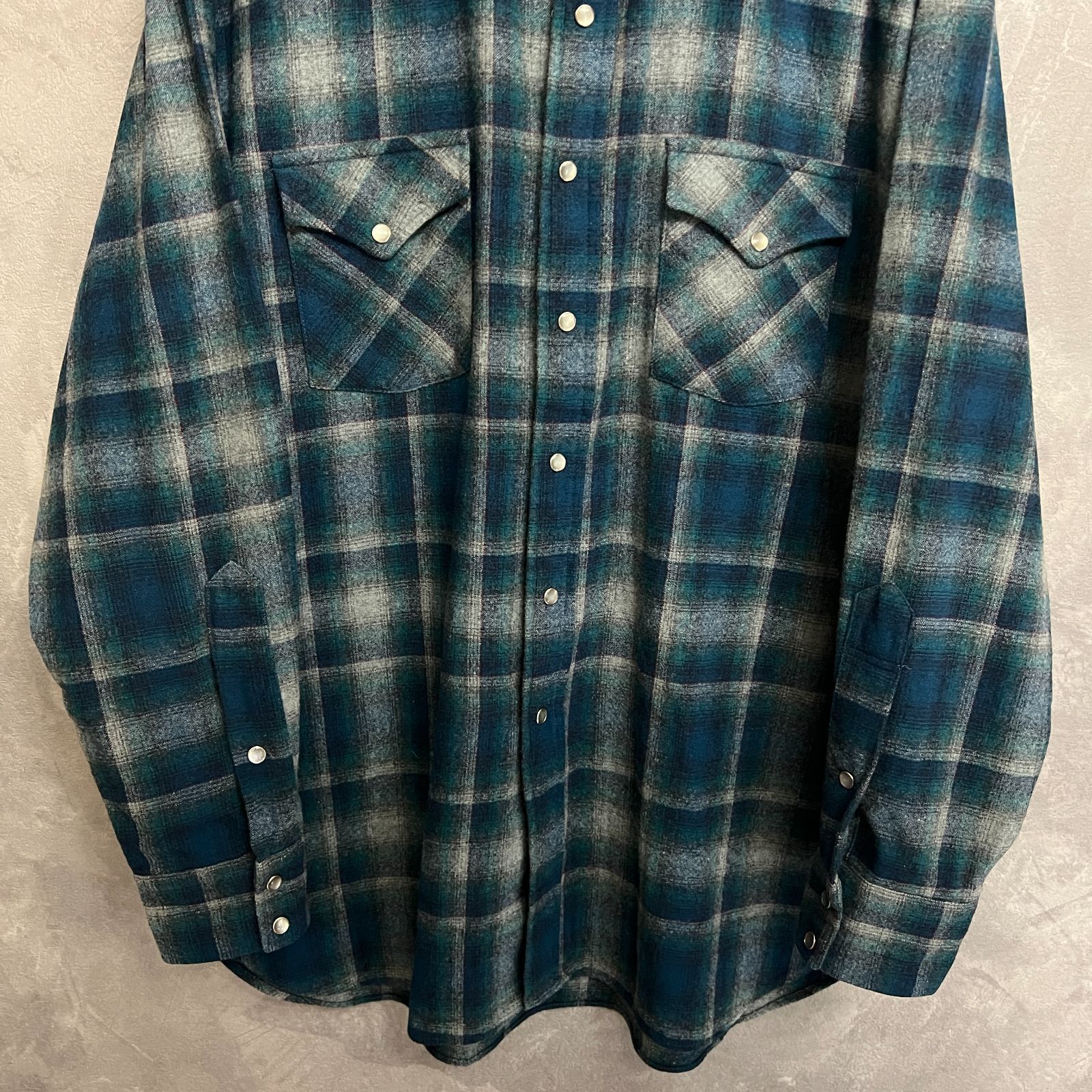 90s USA製 PENDLETON オンブレチェックウエスタンシャツ ネルシャツ