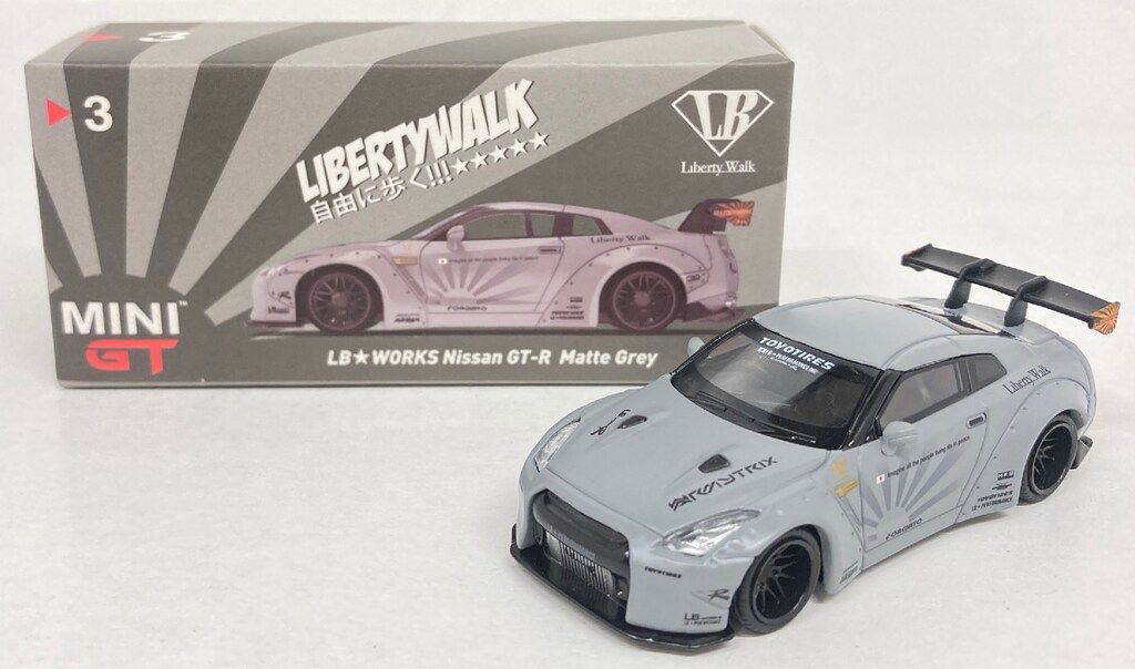 TSM 1/64MINI GT LB☆WORKS Nissan GT-R R35 GTウイング メタルグレー